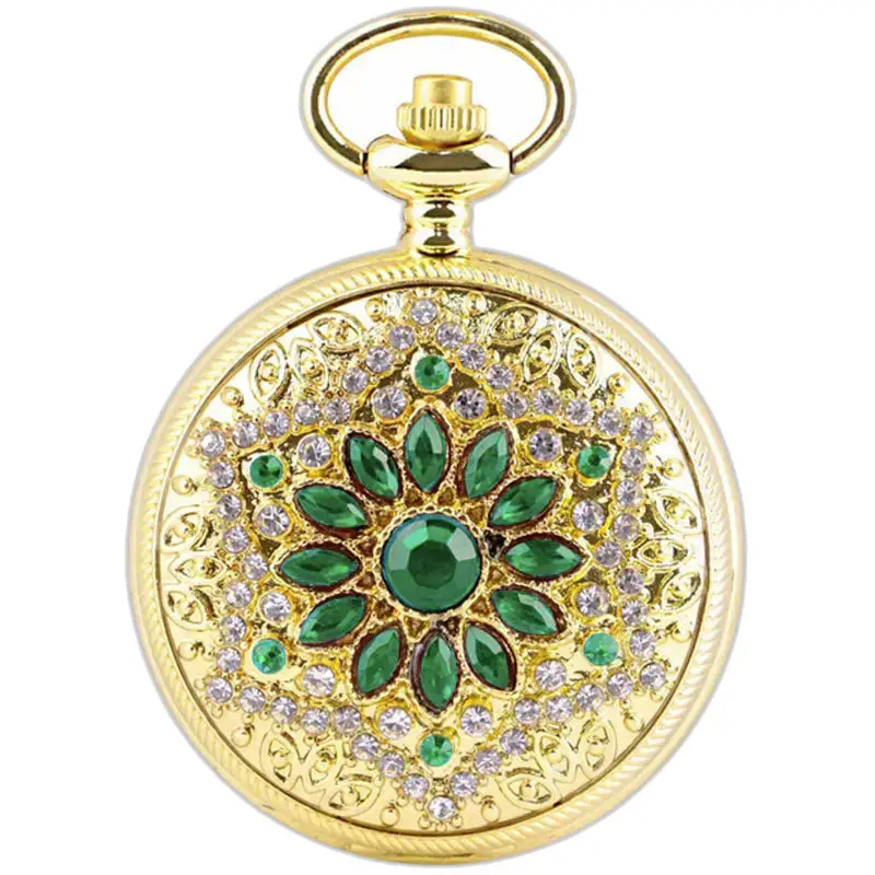 Montre à Gousset Collier Or émeraude Luxe