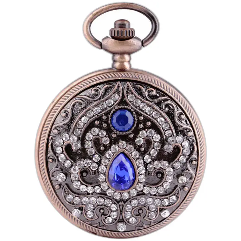 Montre à Gousset Collier Pierre Bleu élégante