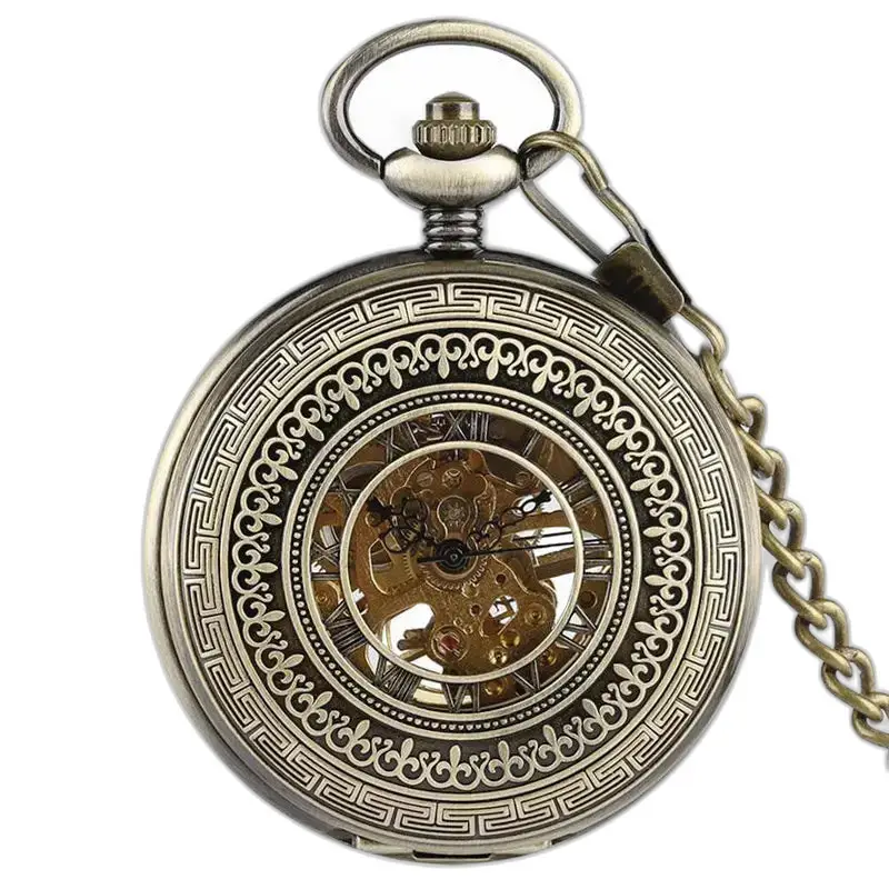 Montre à gousset Mécanique Demi Chasseur Homme avec un motif en bronze orné