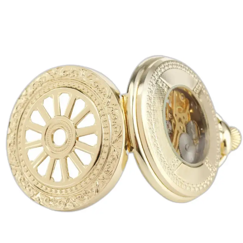 Montre à gousset mécanique Gold-toned avec design hollow skeleton élégant