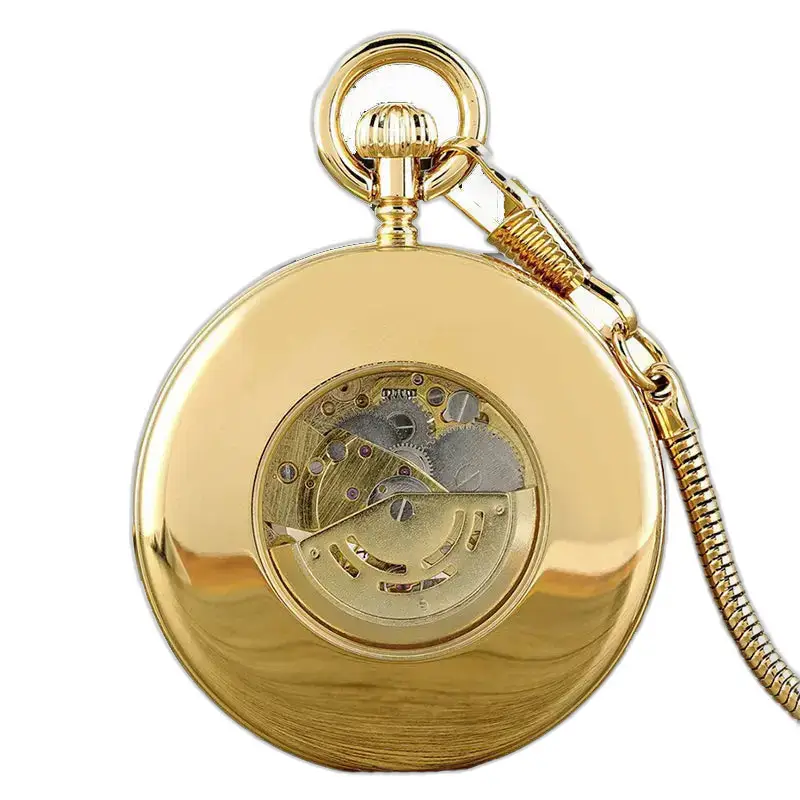 Montre à gousset mécanique en acier inoxydable au ton doré élégant