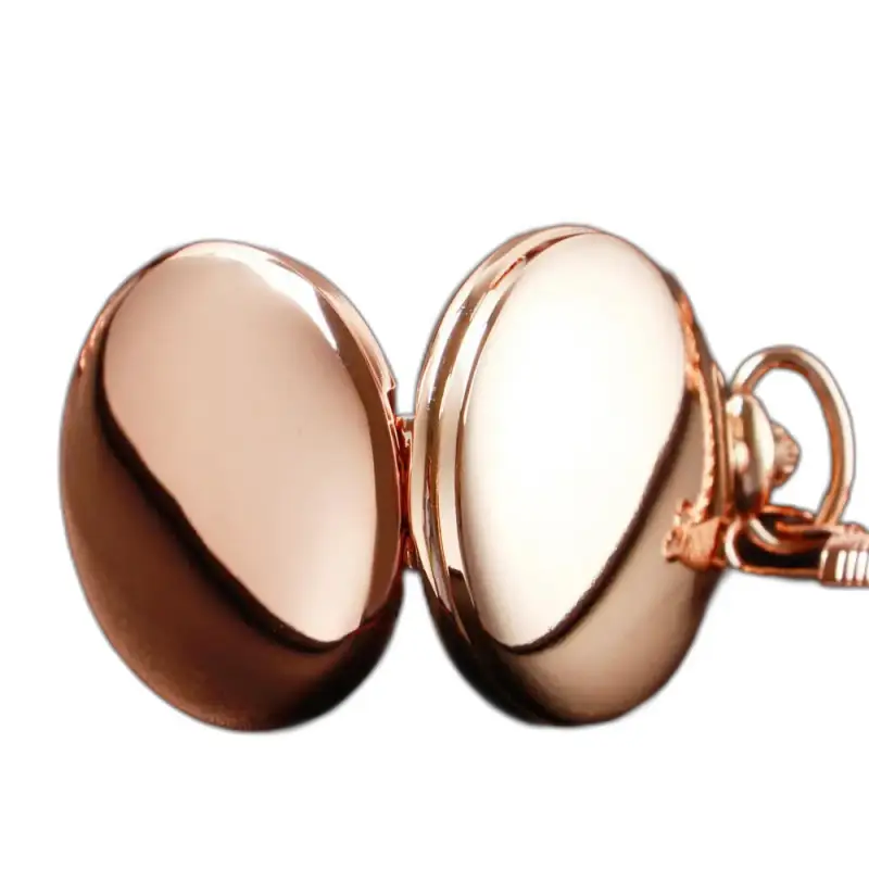 Locket en or rose ouvert sur montre à gousset Or Rose Quartz Pink Mirror