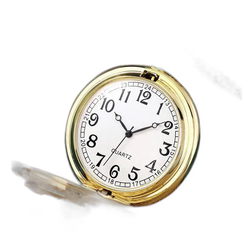 Montre à Gousset Poisson Bleu avec Perle Blanche et cadran blanc entouré d’or