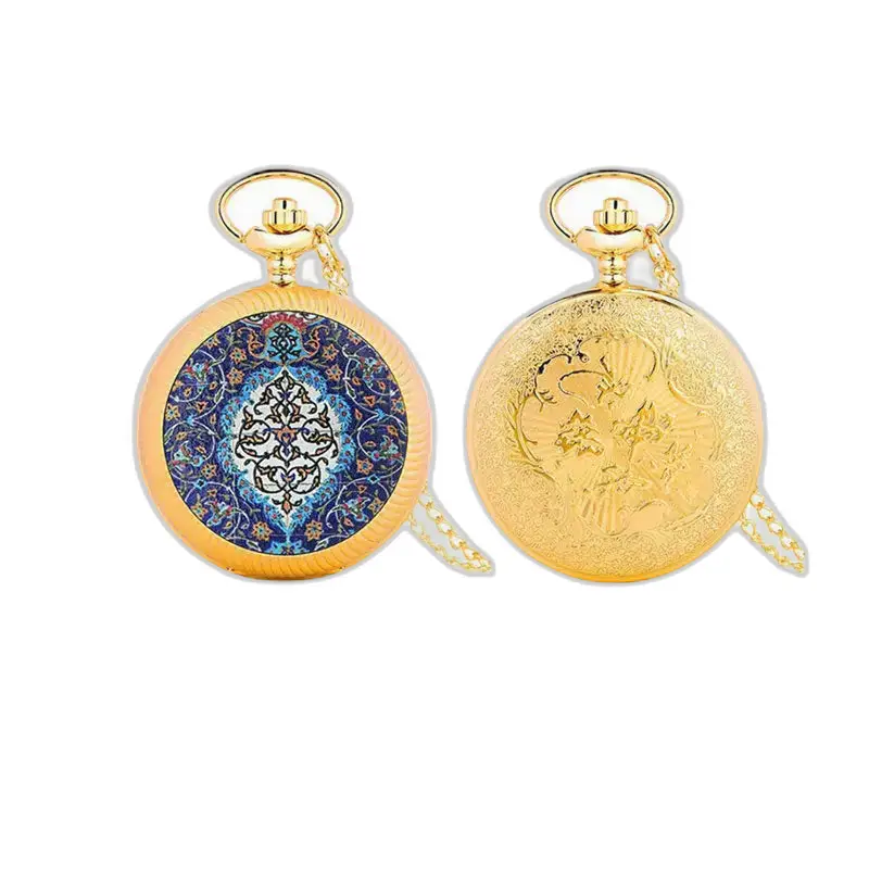 Deux montres à gousset ornées dorées Fleur Rouge et Or élégantes