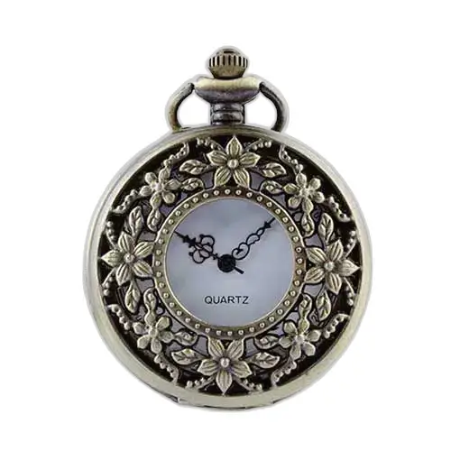 Montre Collier Bronze Fleur Vintage Femme avec un élégant décor floral en bronze