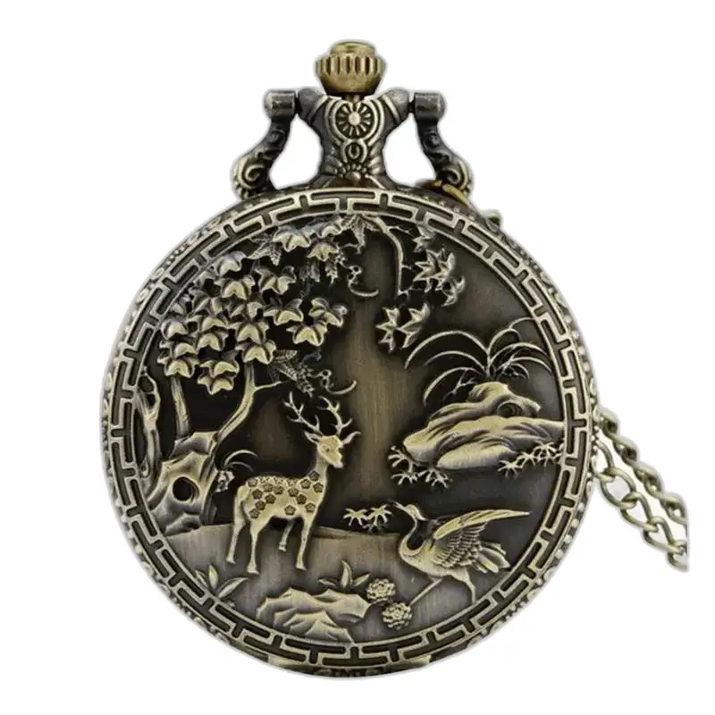 Montre Collier Forest Charm Vintage Bronze ornée d’une montre à gousset en bronze