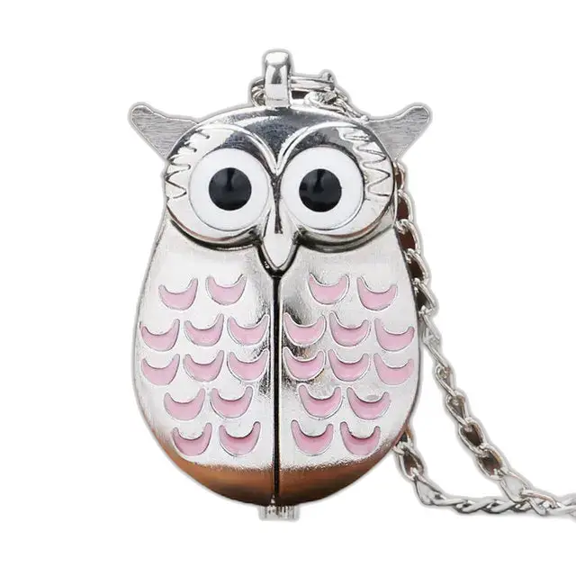 Pendentif hibou en argent sur montre collier vintage bronze noir élégant