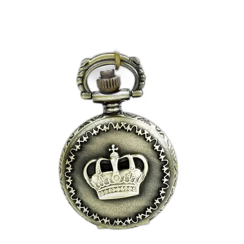 Montre Collier Royal Crown Vintage Bronze avec montre de poche antique ornée d’une couronne