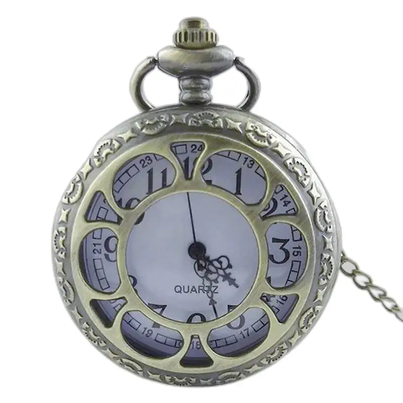 Montre Collier Vintage Quartz Femme Homme avec un élégant et orné boîtier en bronze