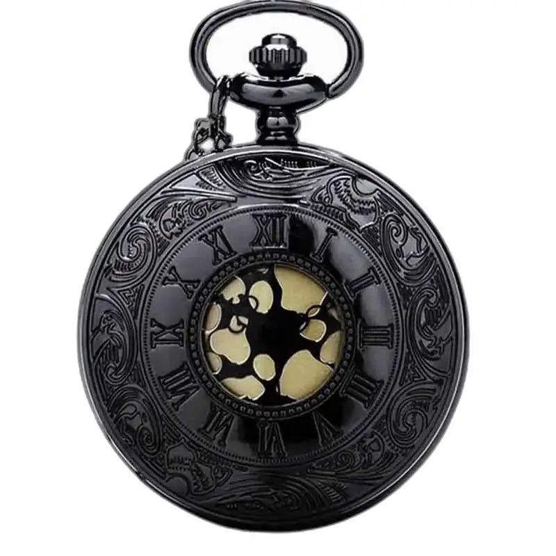 Montre de Poche à Gousset Steampunk Mercure avec un design noir orné