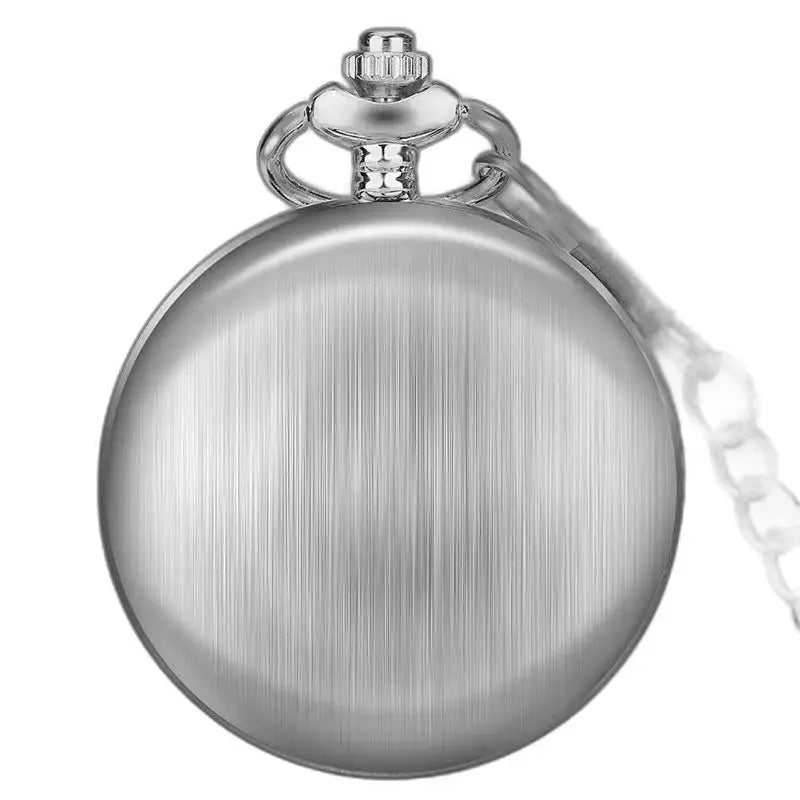 Montre de Poche Mécanique Lisse à Chiffres Romains avec chaîne en argent
