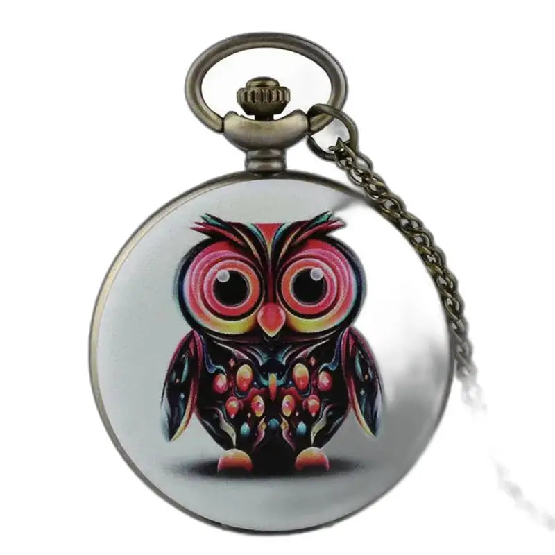 Montre Gousset Collier Femme Multicolore avec design hibou élégant et unique