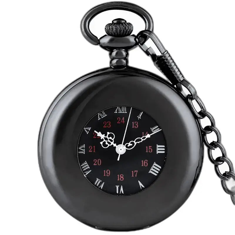 Montre Gousset Homme Demi Chasseur Chic noire avec chaîne élégante