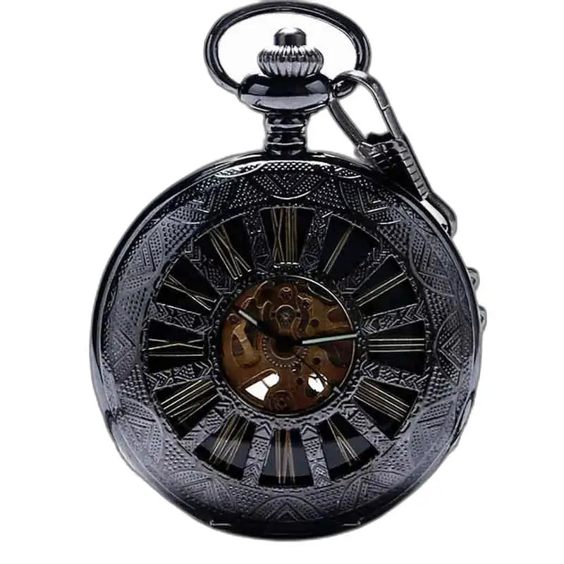 Montre Gousset Steampunk Vintage Futuriste avec montre gousset noire antique