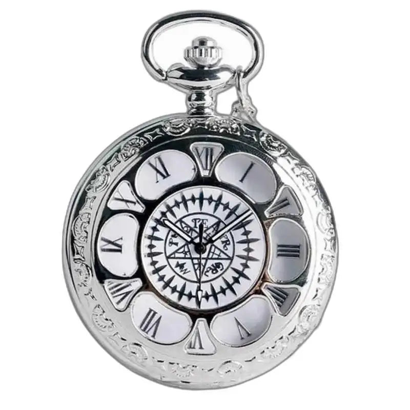 Montre Pendentif d’argent élégante avec chaîne et chiffres romains