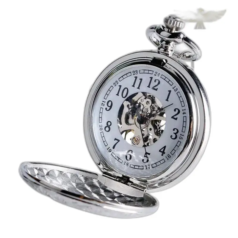 Montre à gousset mécanique argent avec remontage manuel, Belle Montre élégante