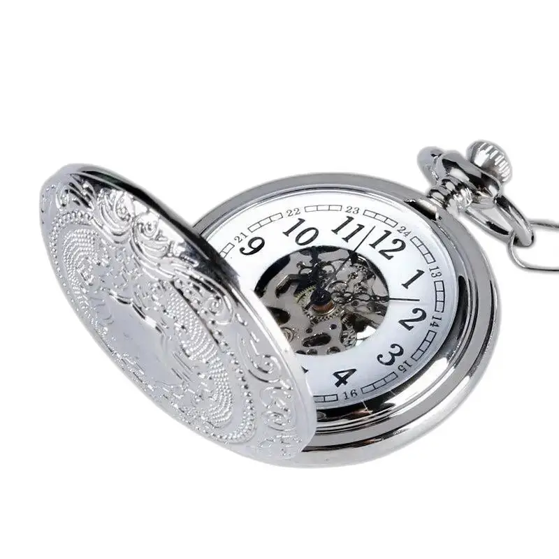 Belle Montre à Gousset Mécanique Argent Remontage Manuel ouverte avec un cadran élégant