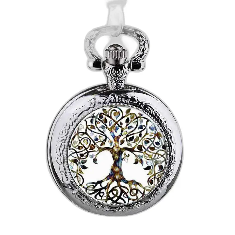 Collier Arbre D’amour avec Montre Pendentif Argenté