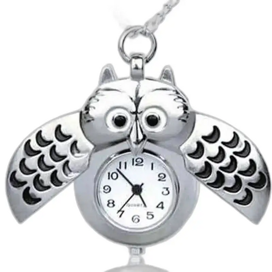 Collier Montre Hibou élégant en Plusieurs Couleurs - Noir