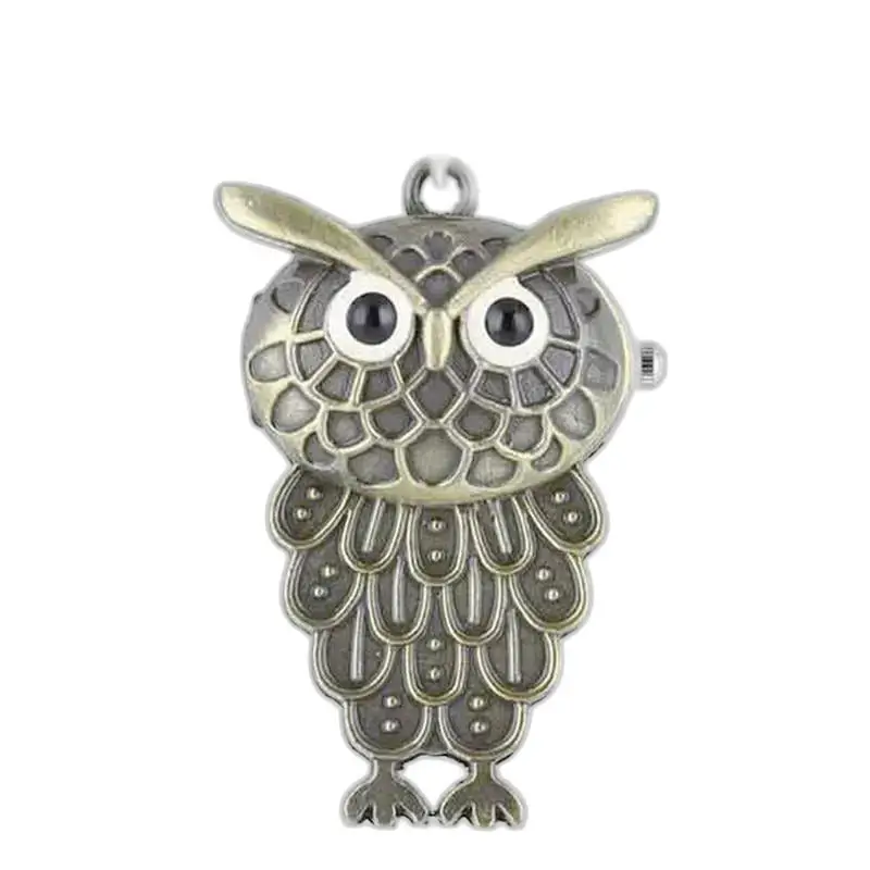 Collier Montre Hibou Pendefit en Acier Inoxydable Bronze