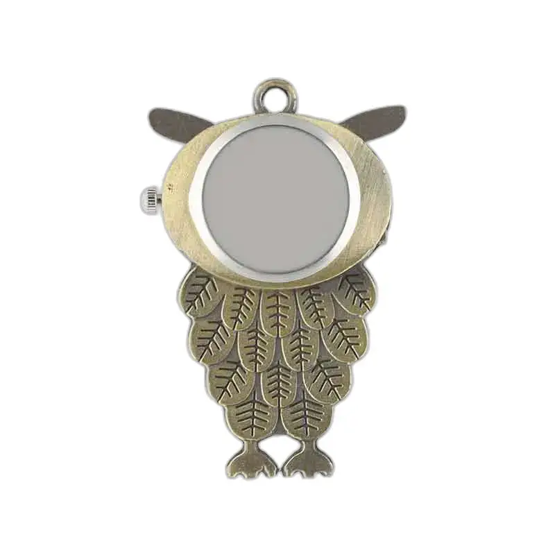 Collier Montre Hibou Pendefit en Acier Inoxydable Bronze