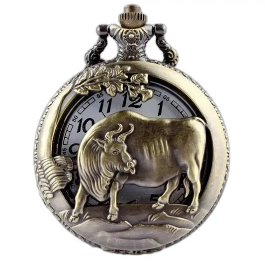 Gousset Horoscope Chinois Montre Collier Bronze - Cochon