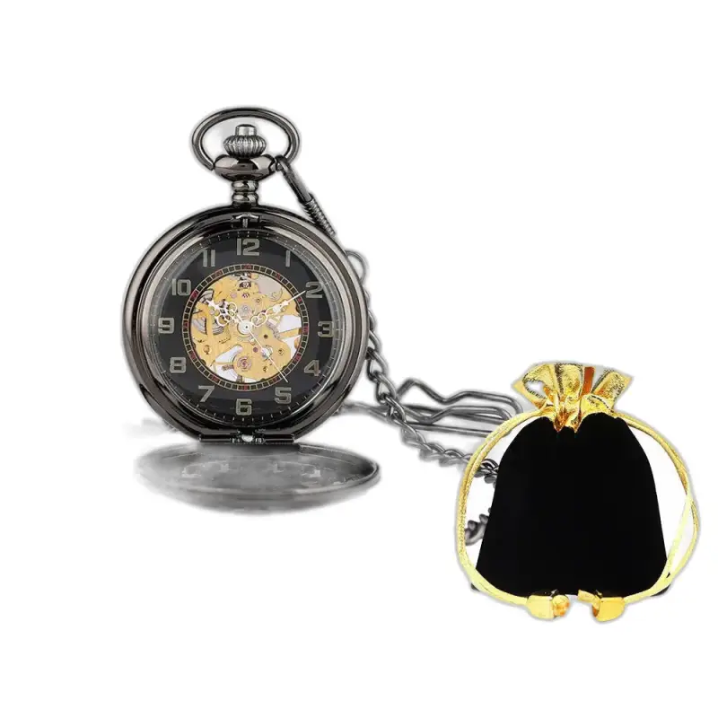 Montre à Gousset Antique Noire Mécanique Steampunk Luxe