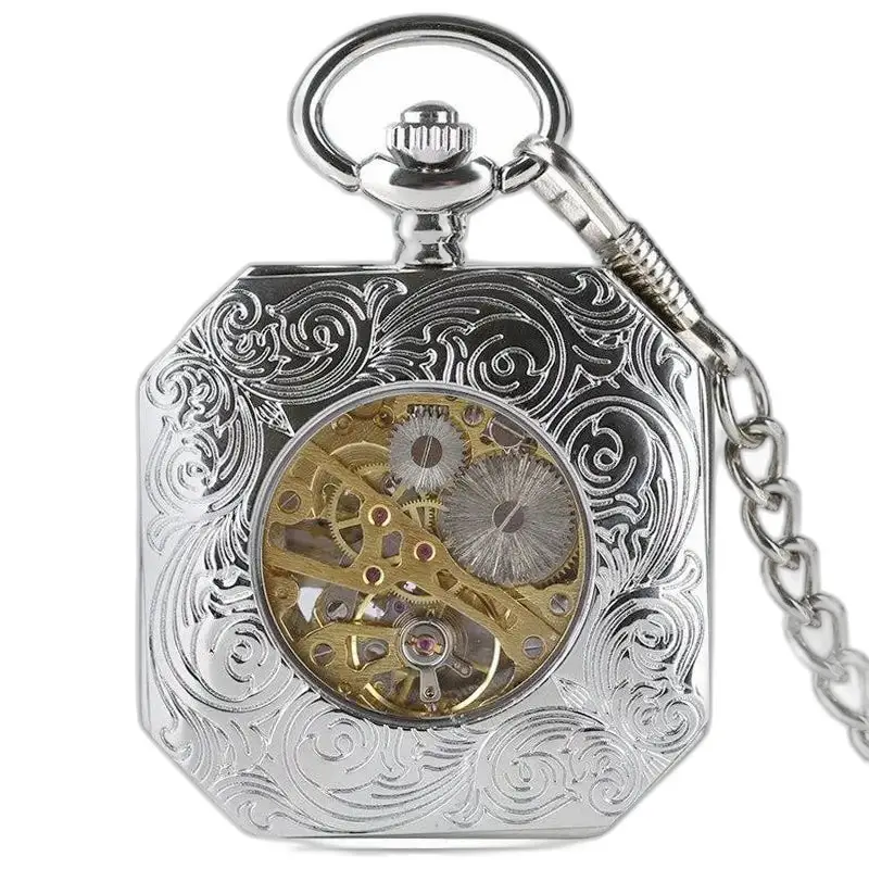 Montre à Gousset Argent Octogonale Mécanique Luxe