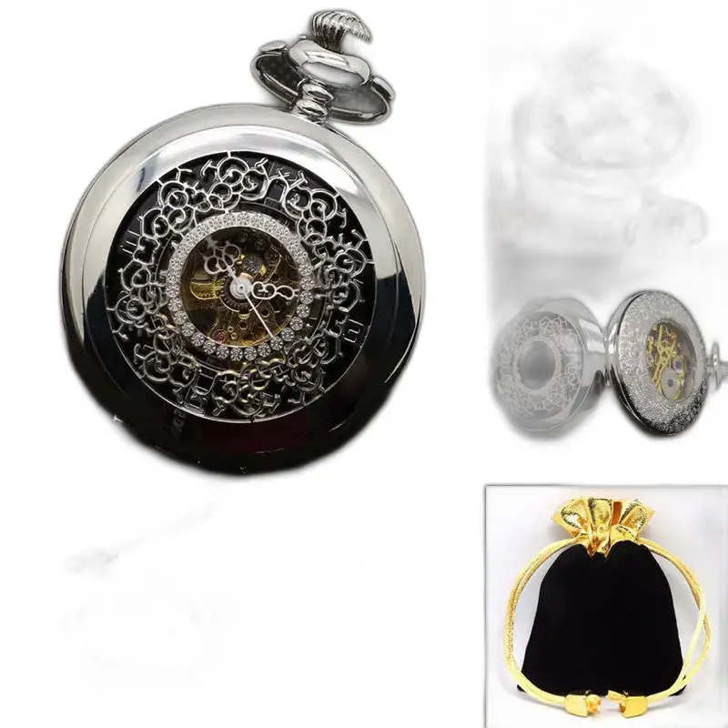 Montre à Gousset Black Flower Chic