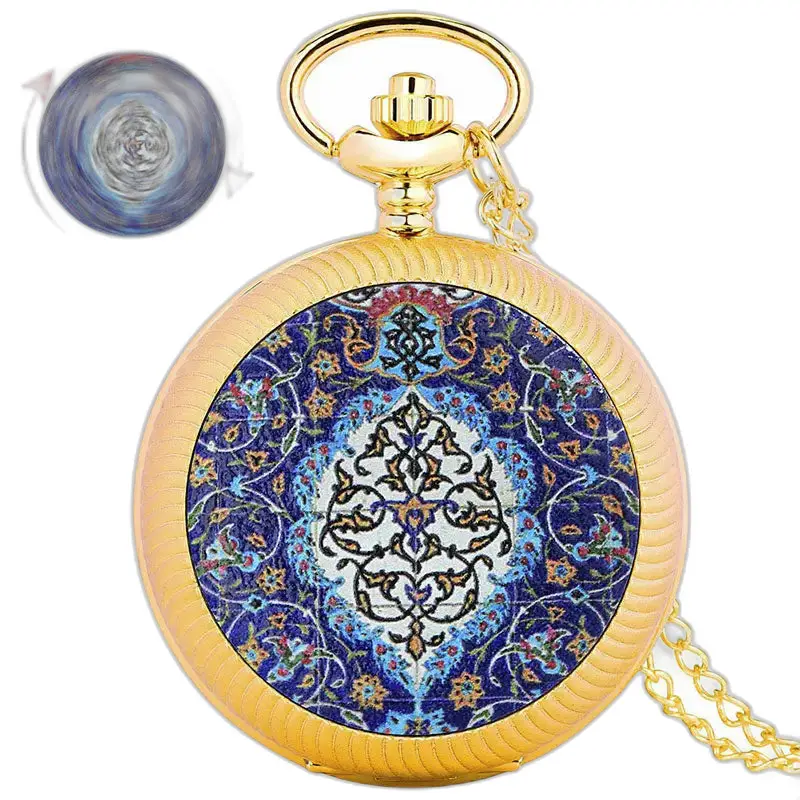 Montre à Gousset Collier Or émeraude Luxe - Bleu