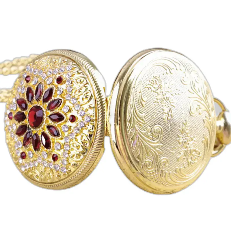 Montre à Gousset Collier Or Pierres Rubis Luxe