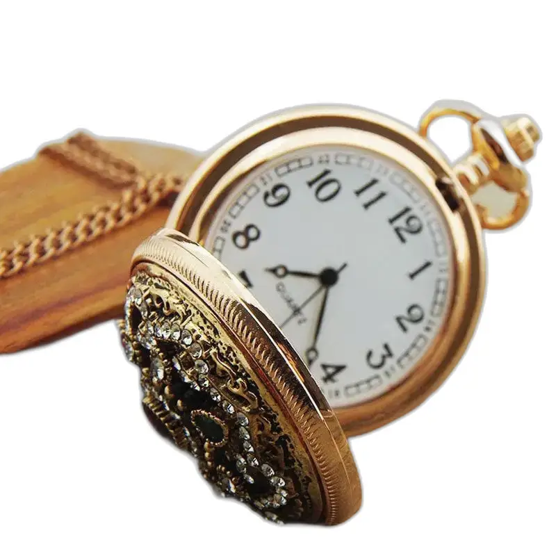 Montre à Gousset Collier Pendentif Classique Or et Pierres