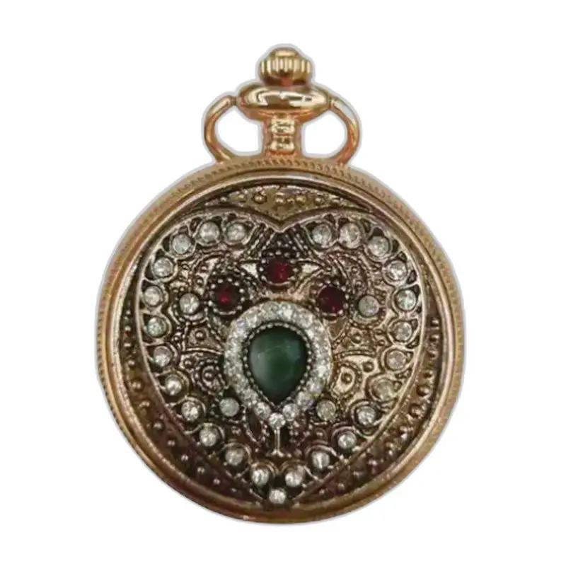 Montre à Gousset Collier Pendentif Classique Or et Pierres - 4
