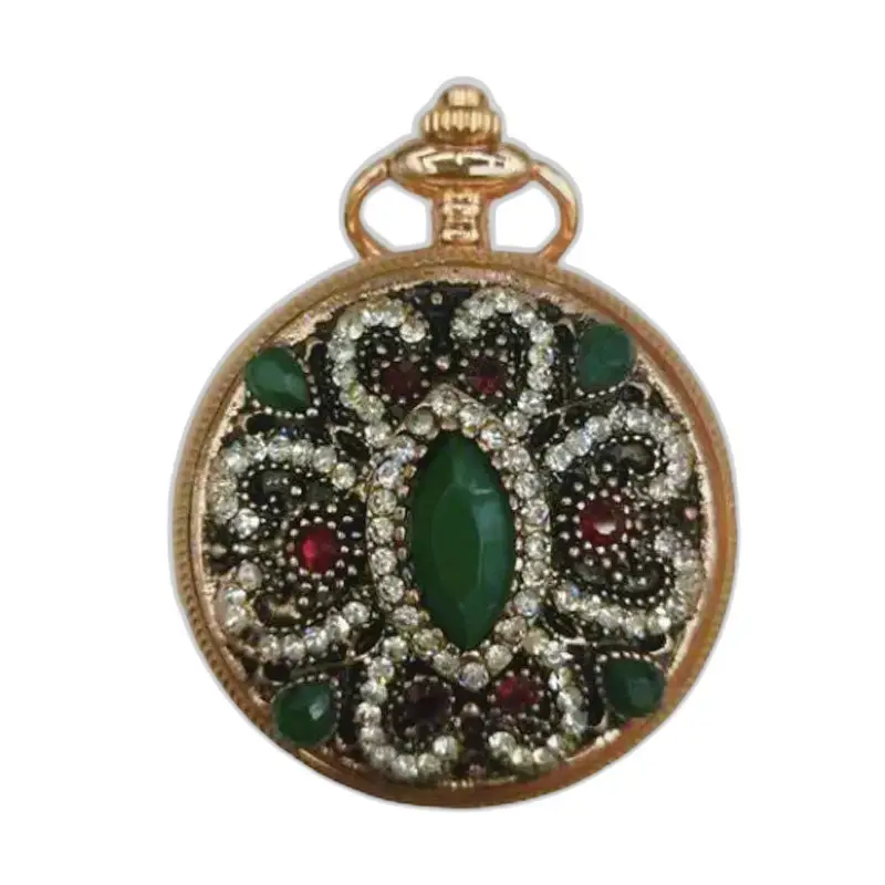 Montre à Gousset Collier Pendentif Classique Or et Pierres