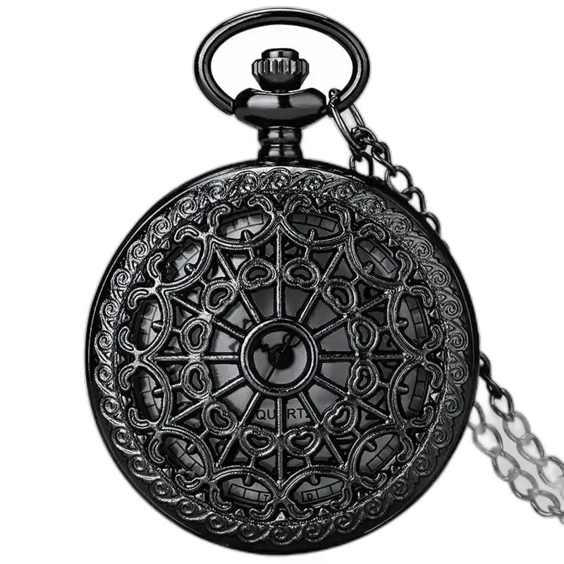Montre à Gousset Collier Spider Flower Noir Bronze
