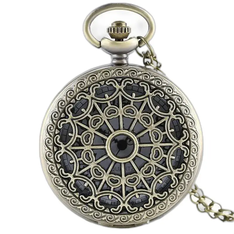 Montre à Gousset Collier Spider Flower Noir Bronze
