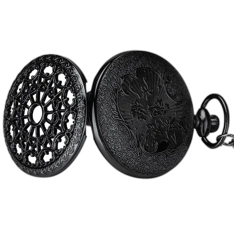 Montre à Gousset Collier Spider Flower Noir Bronze