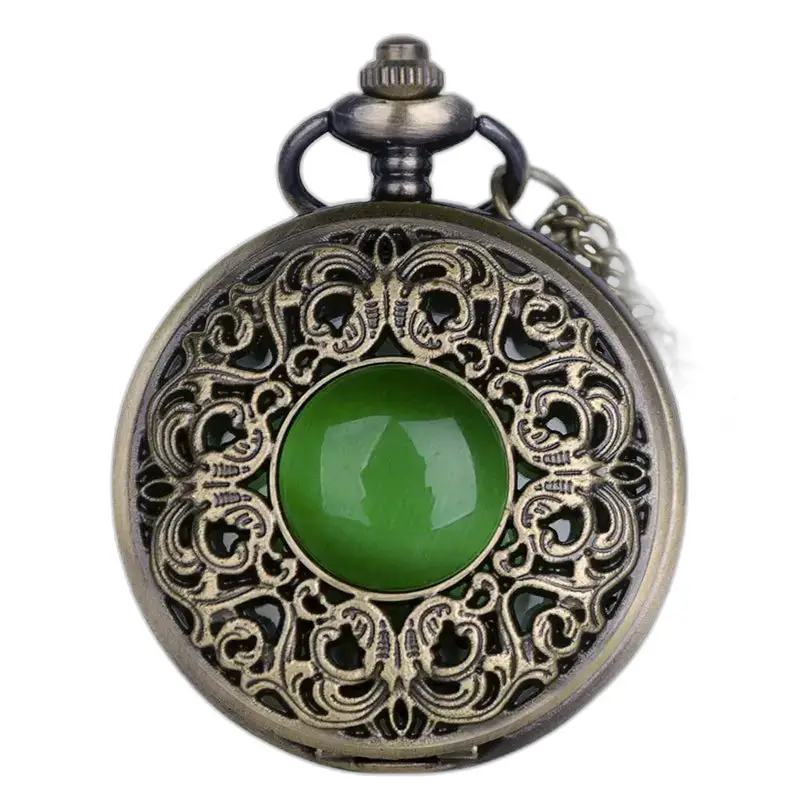 Montre à Gousset Collier Vintage émeraude