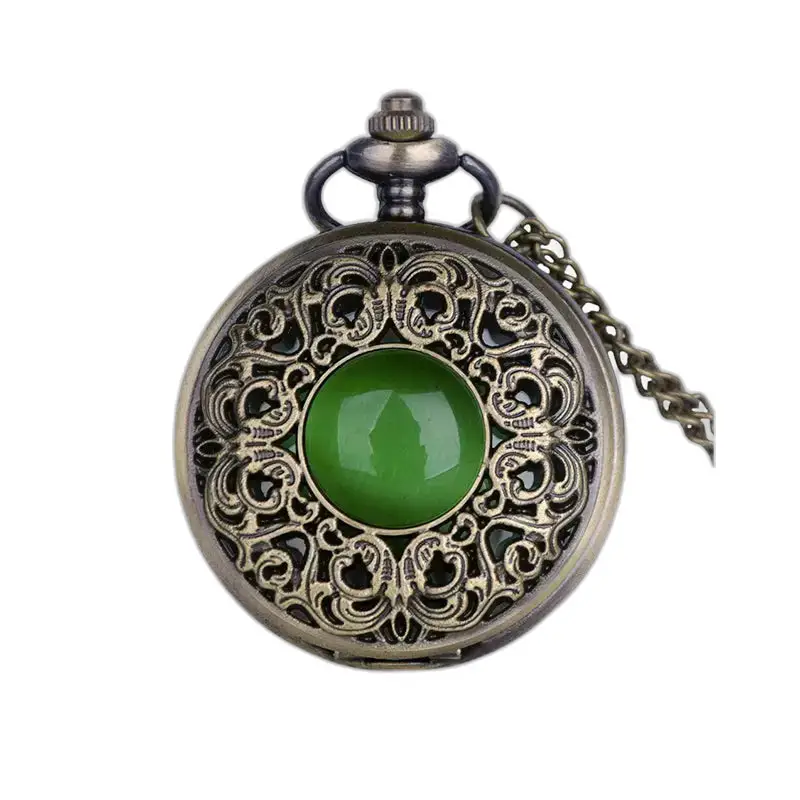 Montre à Gousset Collier Vintage émeraude