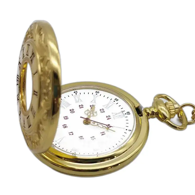 Montre à Gousset Demi Chasseur Chic Homme avec cadran doré et chiffres romains