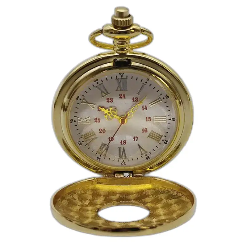 Montre à Gousset Demi Chasseur Chic Homme avec chiffres romains et couleur dorée