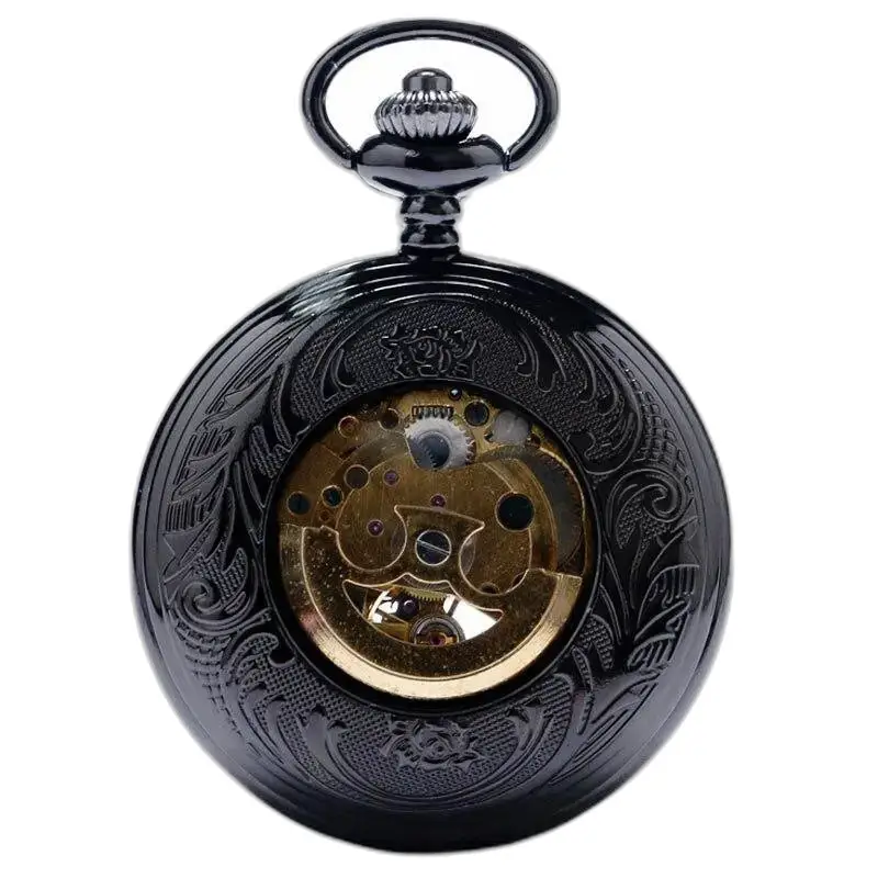 Montre à gousset Demi Chasseur Mécanique Chic avec un mouvement mécanique orné noir