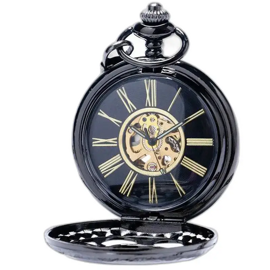 Montre à gousset Demi Chasseur Mécanique Chic avec mouvement mécanique noir élégant