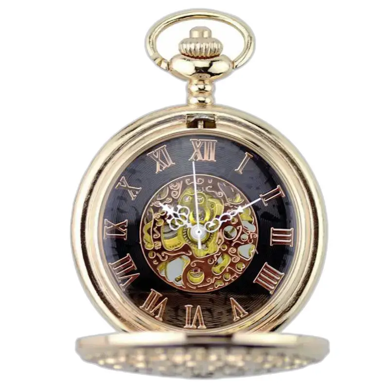 Montre à Gousset Demi Chasseur Or Rose avec chiffres romains et mouvement mécanique
