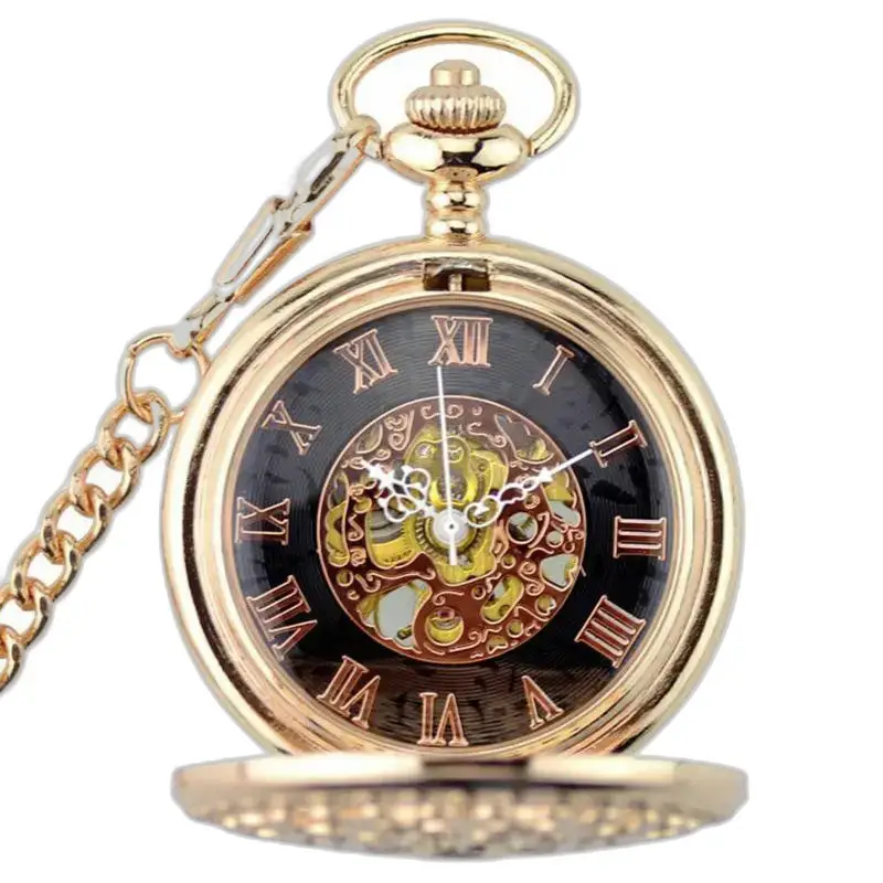 Montre à Gousset Demi Chasseur Or Rose avec Roman numeraux et mouvement mécanique