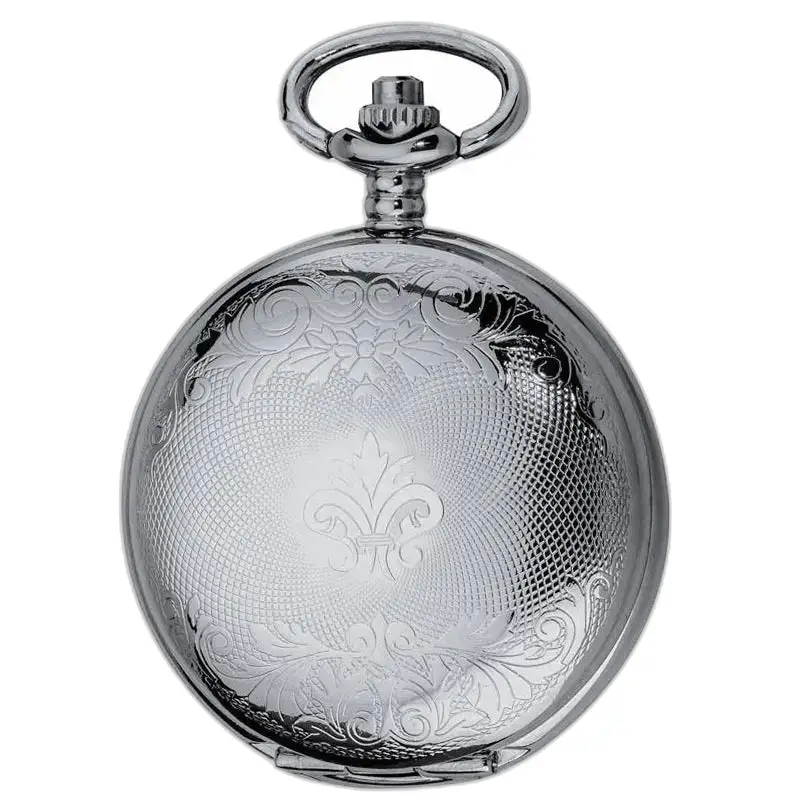 Montre à gousset en argent avec gravures florales, modèle Demi Chasseur Vigoroso