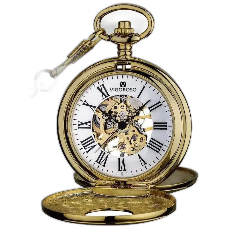 Montre à gousset demi chasseur en or, mouvement mécanique élégant et sophistiqué