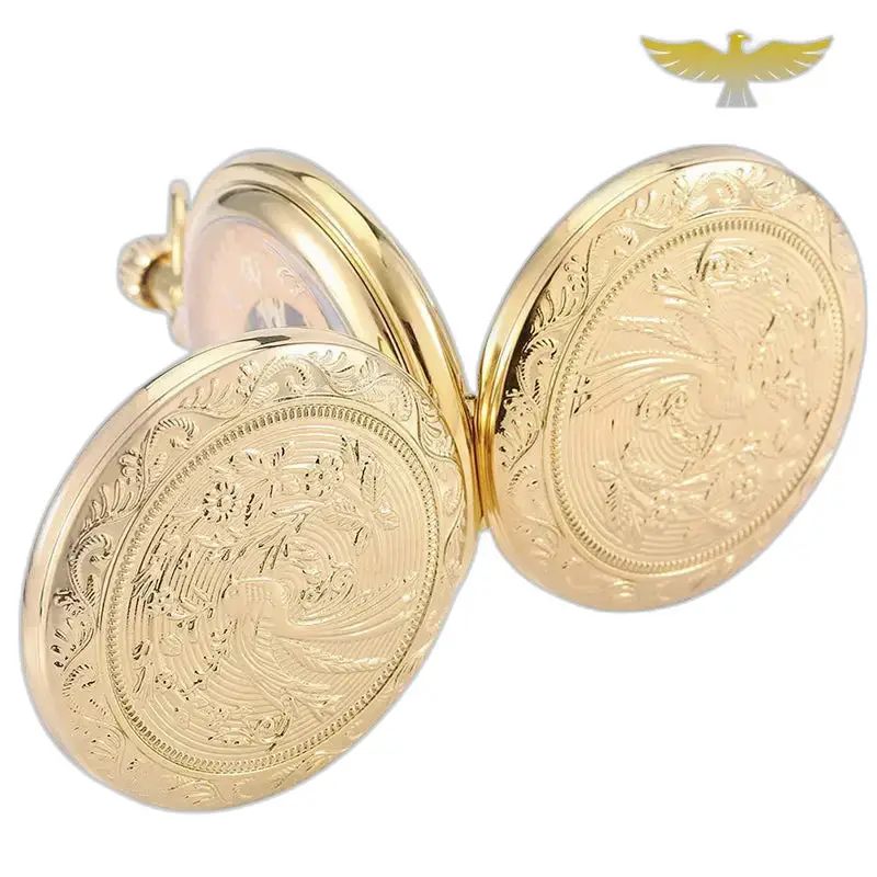 Montre à Gousset Double Chasseur Golden Luxe élégante avec un design doré raffiné
