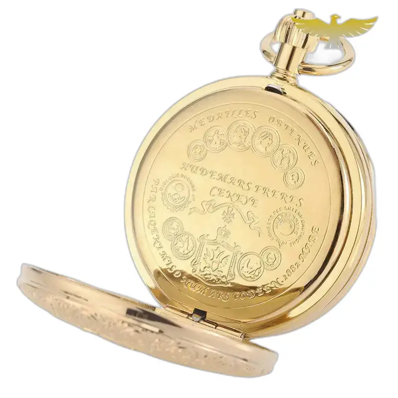 Montre à Gousset Double Chasseur Golden Luxe, élégant porte-montre en or