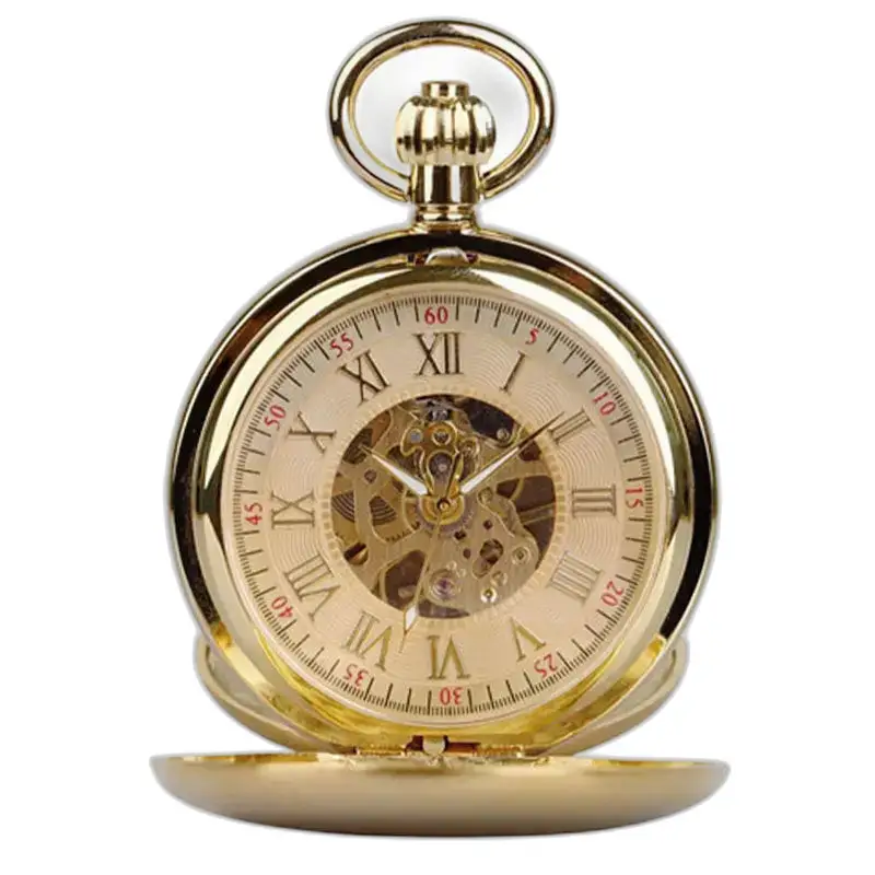 Montre à Gousset Double Chasseur Luxe Homme Femme en or, élégante et classique